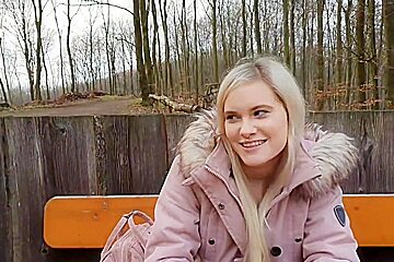 Blonde German in Long Down Jacket and Fur Hood Sex