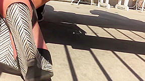 Blonde Girl's Hot Cute Feet In Wedges