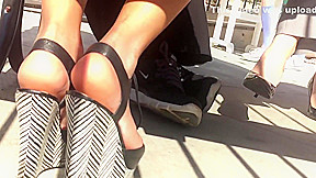 Blonde Girl's Hot Cute Feet In Wedges