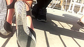 Blonde Girl's Hot Cute Feet In Wedges