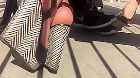 Blonde Girl's Hot Cute Feet In Wedges