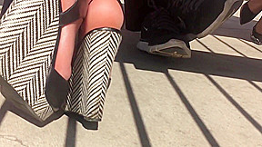 Blonde Girl's Hot Cute Feet In Wedges