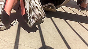 Blonde Girl's Hot Cute Feet In Wedges