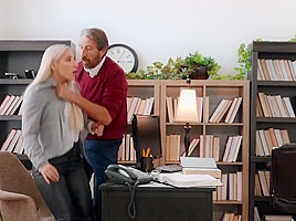 Blonde In The Office Is Framing Tight Pussy For Sex With A Bearded Bos - Steve Holmes and Abella Danger