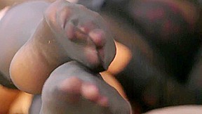 Blonde MILF Black Stocking Self Toe Suck