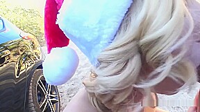 Blonde Santa teen 18+ Fucks Outdoors Pov