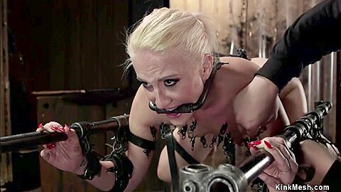 Blonde Slave Strapped In Parallel Bars