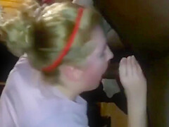 Blonde Slut Sucks Off Two Black Dicks