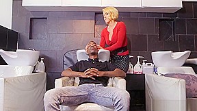 Blonde Step mom at the hair salon