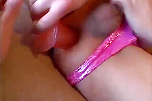 Blonde Tranny Has Fun Alone