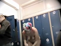 Blonde and brunette changing room erotic