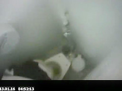 Blonde and brunette gals spied in public toilet