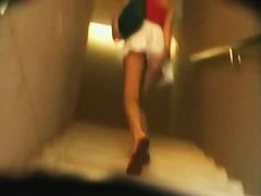 Blonde angel treats us to an up skirt view of her goodies