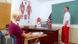 Blonde fucking in the classroom