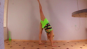 Blonde performer of gymnastics