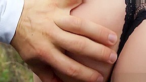 Blonde street slut gets picked up and fucked on a rainy day