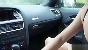 Blonde street slut gets picked up and fucked on a rainy day