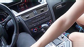Blonde street slut gets picked up and fucked on a rainy day