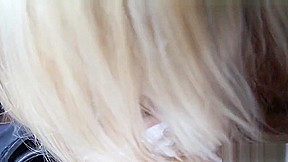 Blonde street slut gets picked up and fucked on a rainy day