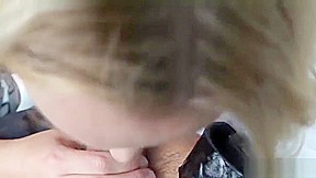 Blonde street slut gets picked up and fucked on a rainy day