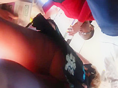 Blonde wearing thong upskirt on District line