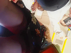 Blonde wearing thong upskirt on District line