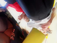 Blonde wearing thong upskirt on District line