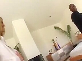 Blonde white business woman with black lover - Interracial
