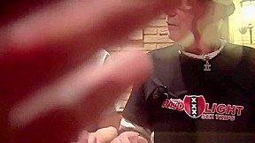 Blonde whore in stockings rides cock