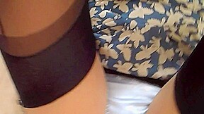 Blue satin nylon strockings