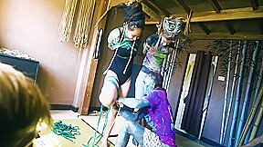 Bondage Sesion With Two Girls And Two Rigger - Tattoo Dreadlocks Shibari