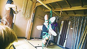 Bondage Sesion With Two Girls And Two Rigger - Tattoo Dreadlocks Shibari