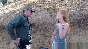 Border agent fucking ginger slut with small tits outdoor