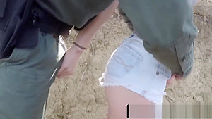 Border agent fucking ginger slut with small tits outdoor