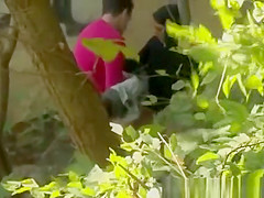 Boy with girl fucking in the park