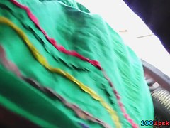 Breathtaking redhead upskirt beauty