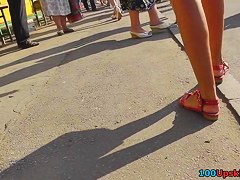Breathtaking redhead upskirt beauty