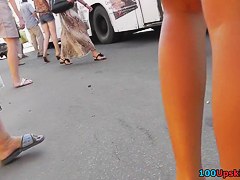 Breathtaking redhead upskirt beauty