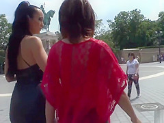 Brunette anal group fucked in restaurant