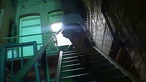 Brunette has cum oozing down her mouth aftre a hard fuck