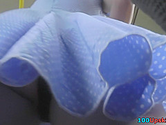 Bubble ass hottie wears thong in upskirt video