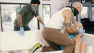 Burglars make hot wifey cuckold in front of her husband