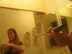 Busty Asian Brunette Rubs Her Clit While Taking A Dildo Up Her Pussy