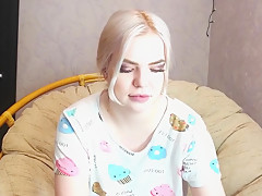 Busty Blonde Caresses Her Pussy