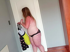 Busty Fat Slut With Big Boobs Trying On Different Clothing