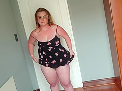 Busty Fat Slut With Big Boobs Trying On Different Clothing