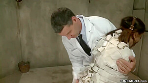Campus Girl Takes Straitjacket