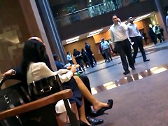 Candid Asian Business Lady Feet Shoeplay Dangling in Pumps