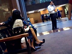 Candid Asian Business Lady Feet Shoeplay Dangling in Pumps