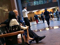 Candid Asian Business Lady Feet Shoeplay Dangling in Pumps